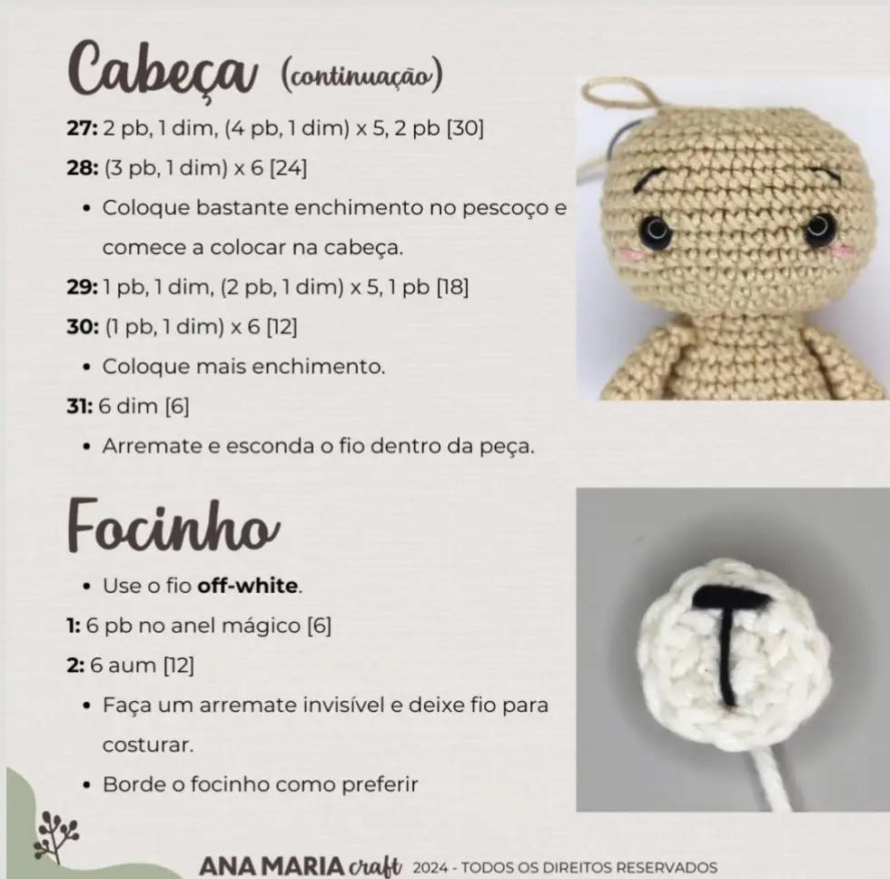 Teddy de Crochê com Chapéu de Natal - Receita Grátis