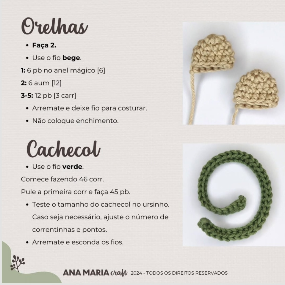 Teddy de Crochê com Chapéu de Natal - Receita Grátis