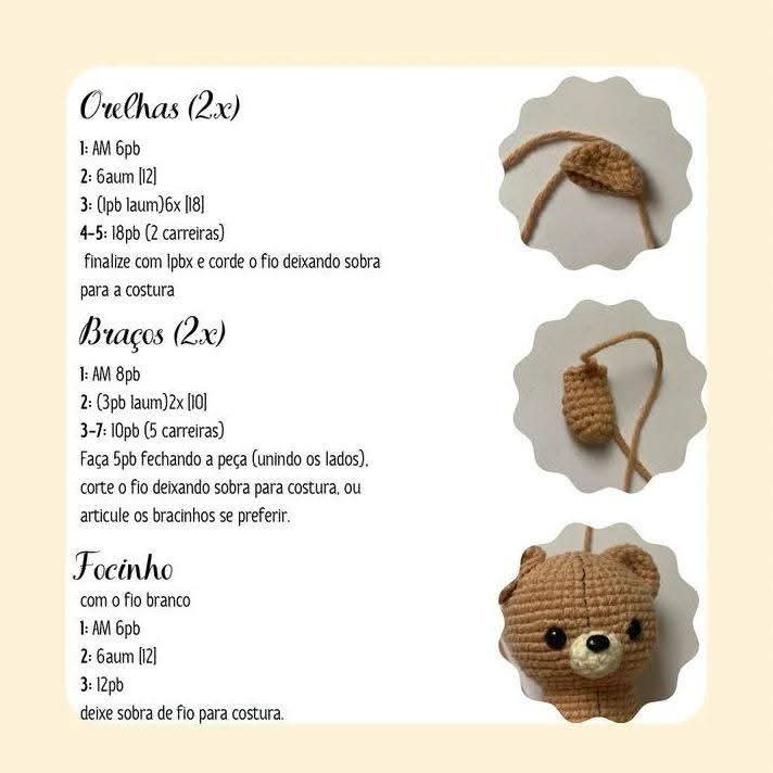Teddy de Crochê com Gravata Vermelha: Receita Grátis