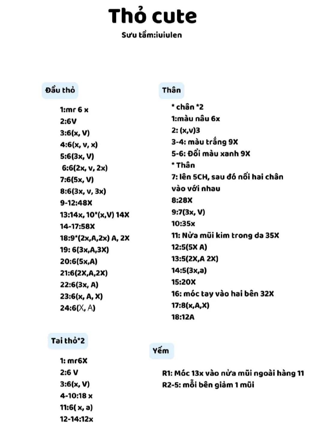 thỏ cute chart móc len