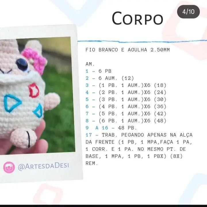 "Togepi Brilhante: Receita de Amigurumi Grátis e Fofa"