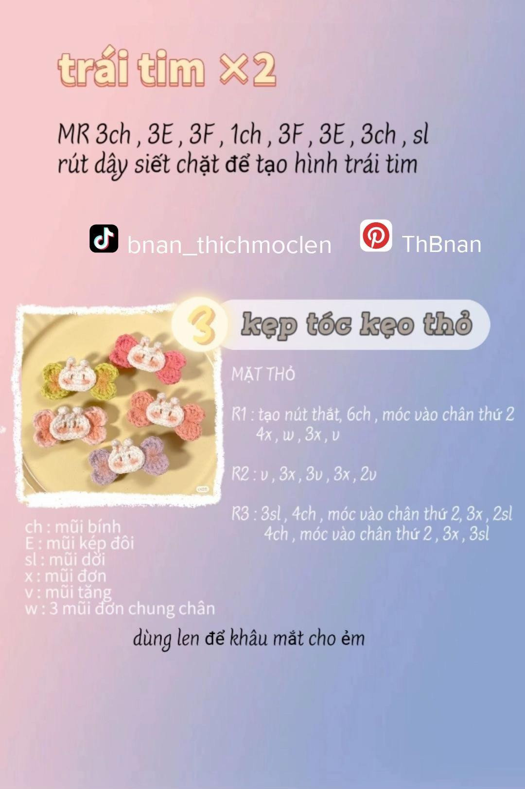 Tổng hợp chart móc kẹp tóc