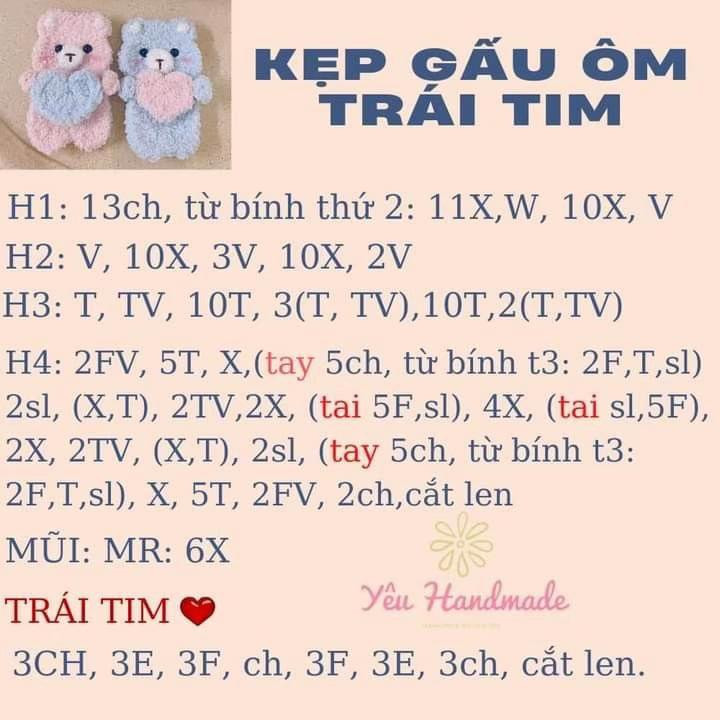 Tổng hợp chart móc kẹp tóc