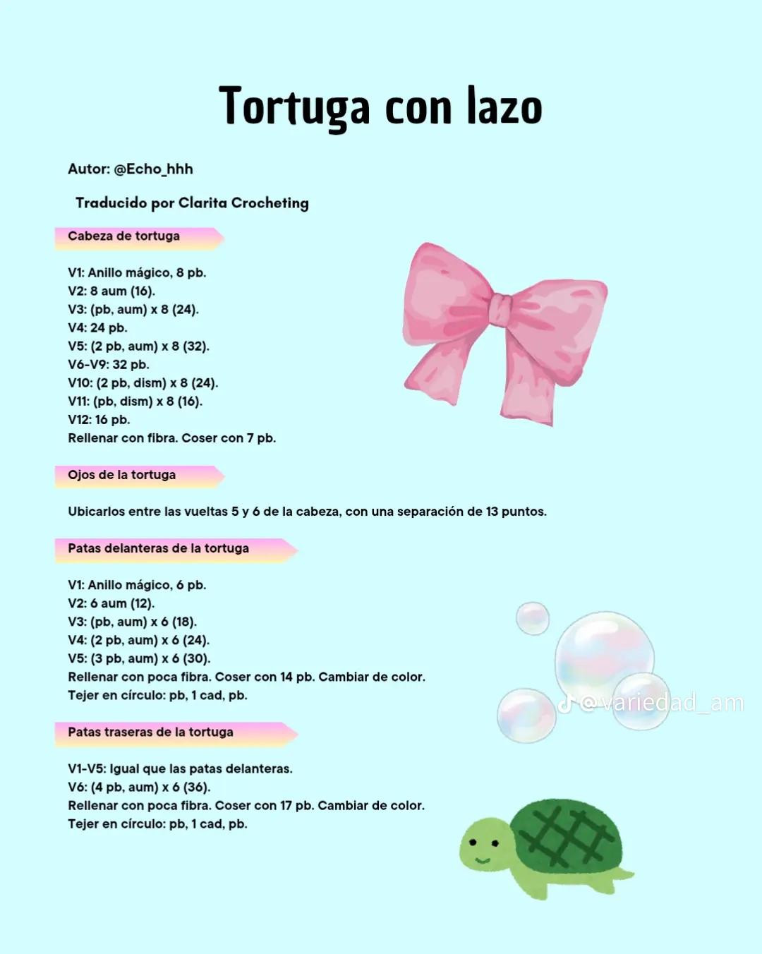 "Tortuga de Amigurumi con Lazo: Patrón de Móc Lên Detallado"