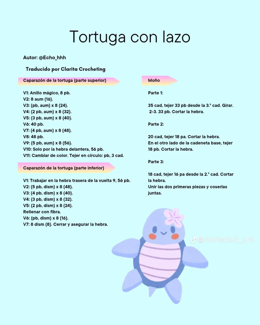 "Tortuga de Amigurumi con Lazo: Patrón de Móc Lên Detallado"