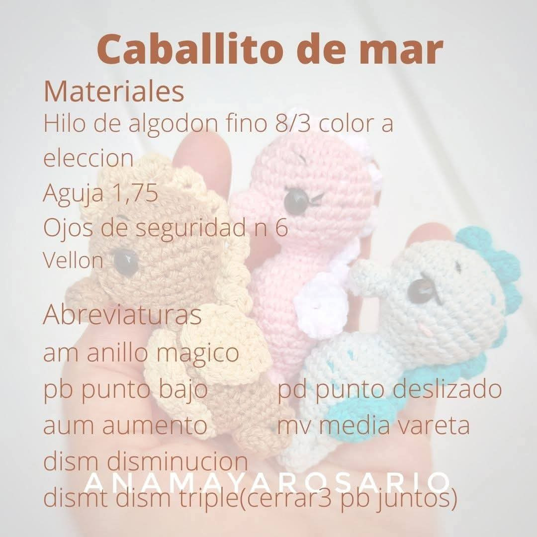 Trío de caballitos de mar amigurumi hechos a mano: patrón de crochet creativo