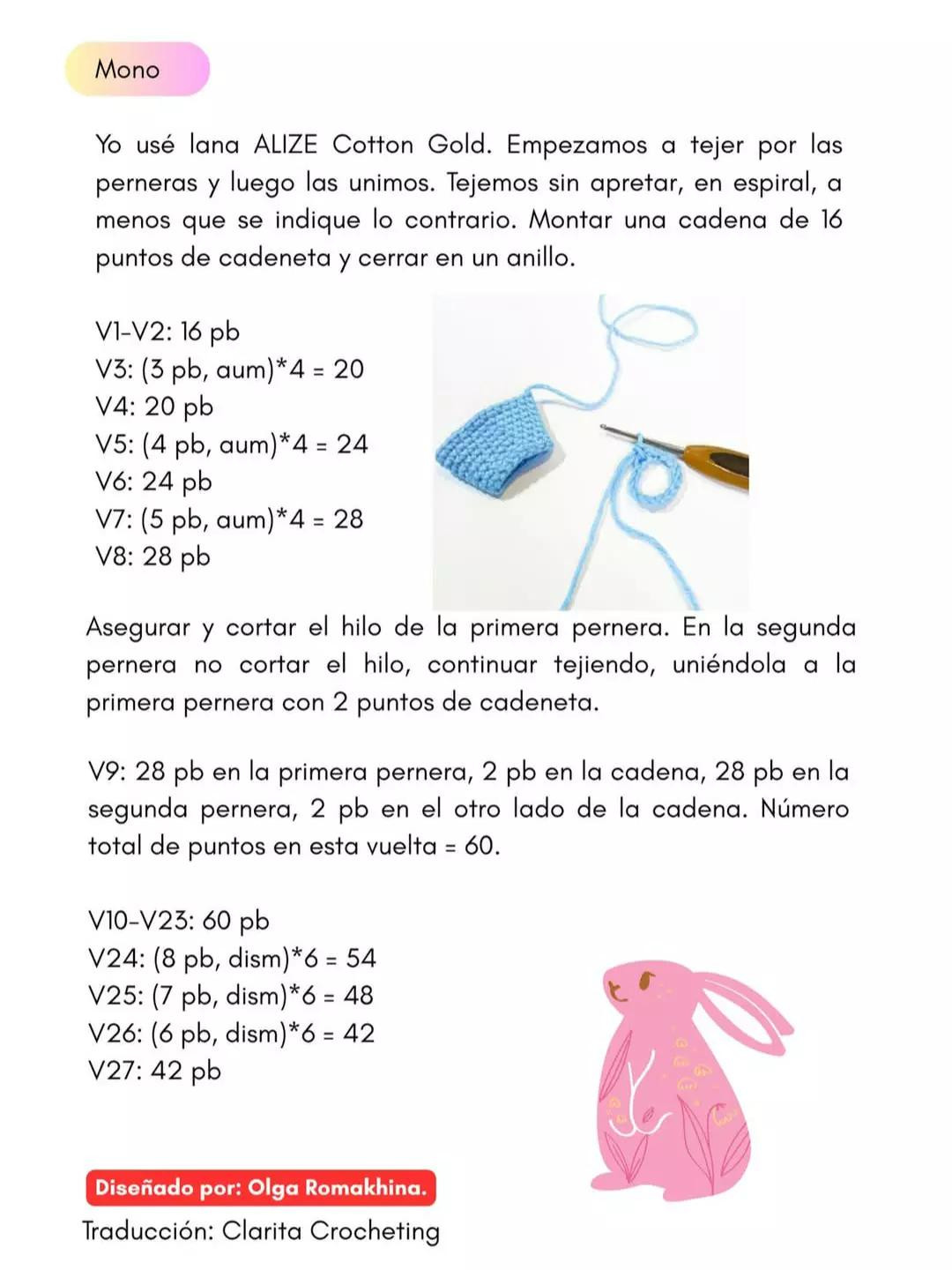 Una adorable liebre tejida con orejas esponjosas y vestimenta colorida