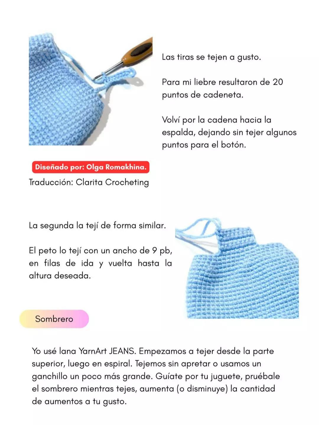 Una adorable liebre tejida con orejas esponjosas y vestimenta colorida