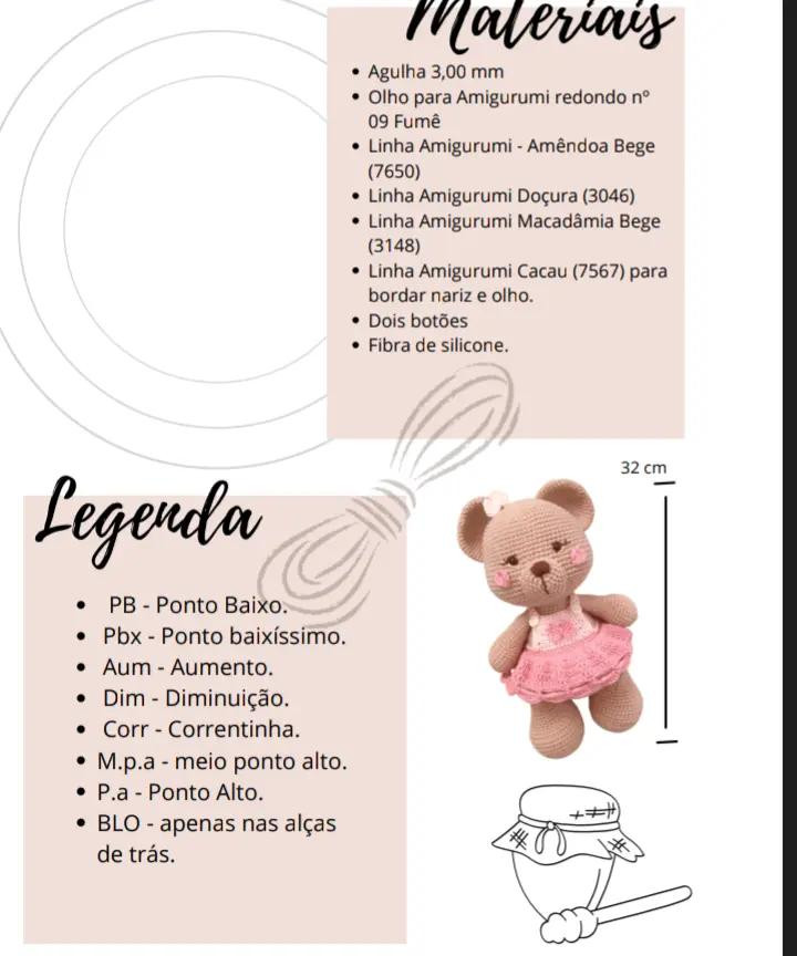 Ursinho de Crochê com Vestido Rosa: Guia de Ponto Completo