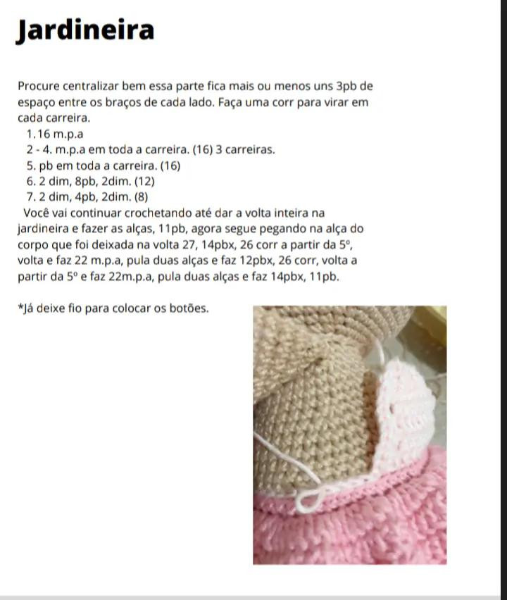 Ursinho de Crochê com Vestido Rosa: Guia de Ponto Completo