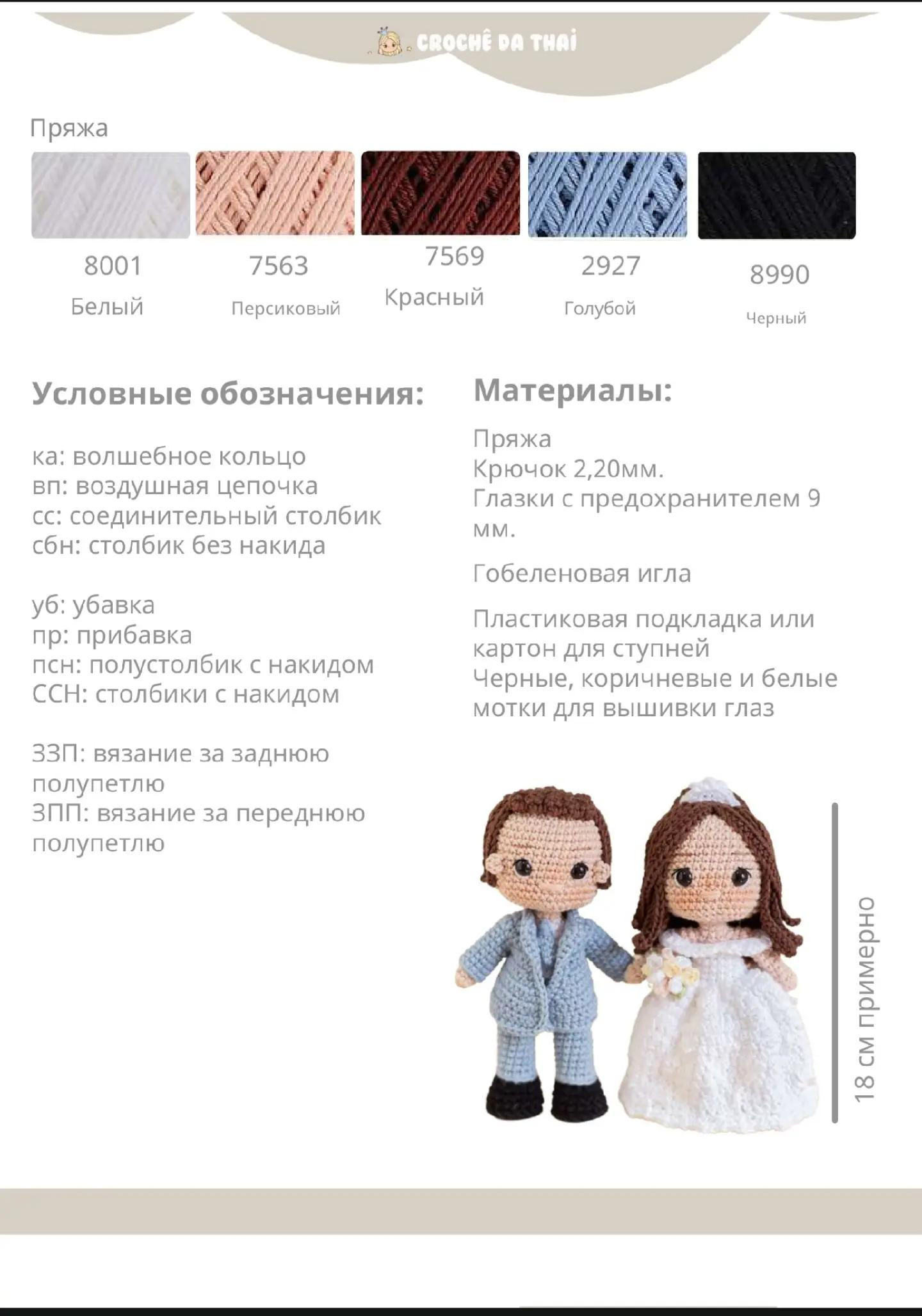Вязаные фигурки счастливой свадебной пары для начинающих и опытных мастеров