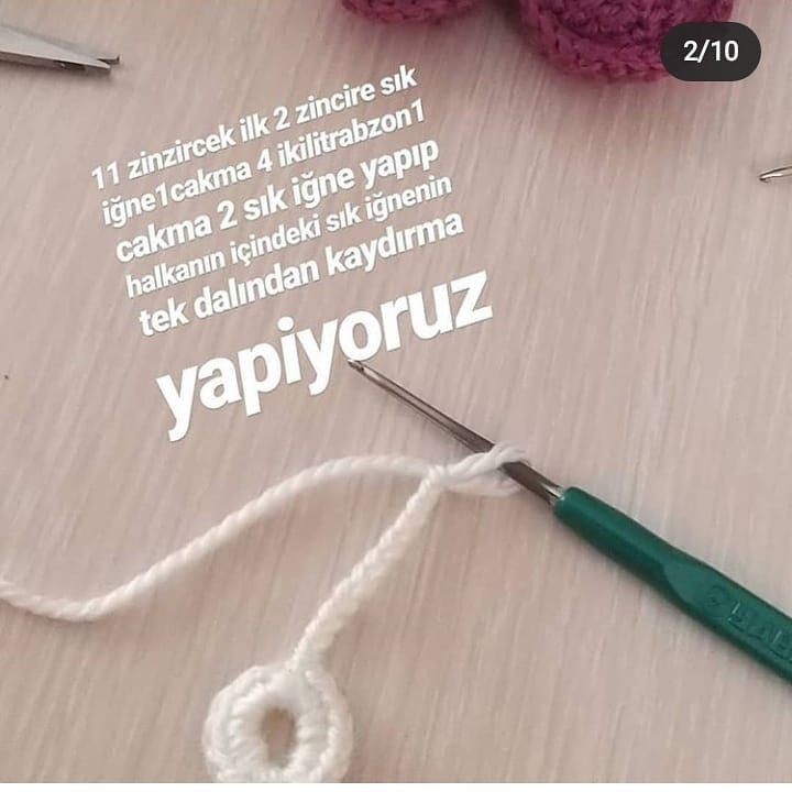 8 Zincir ile Başlayan Çiçek Motifi Yapımı