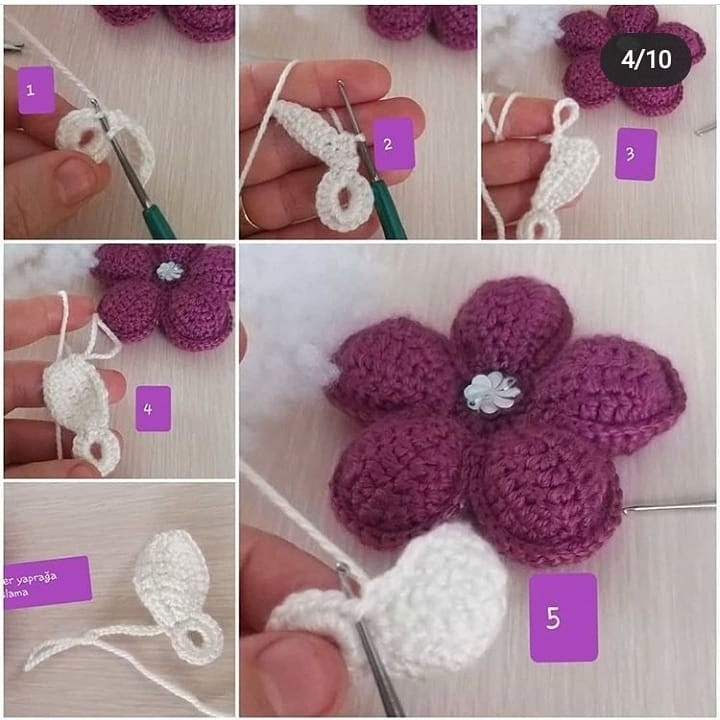 8 Zincir ile Başlayan Çiçek Motifi Yapımı