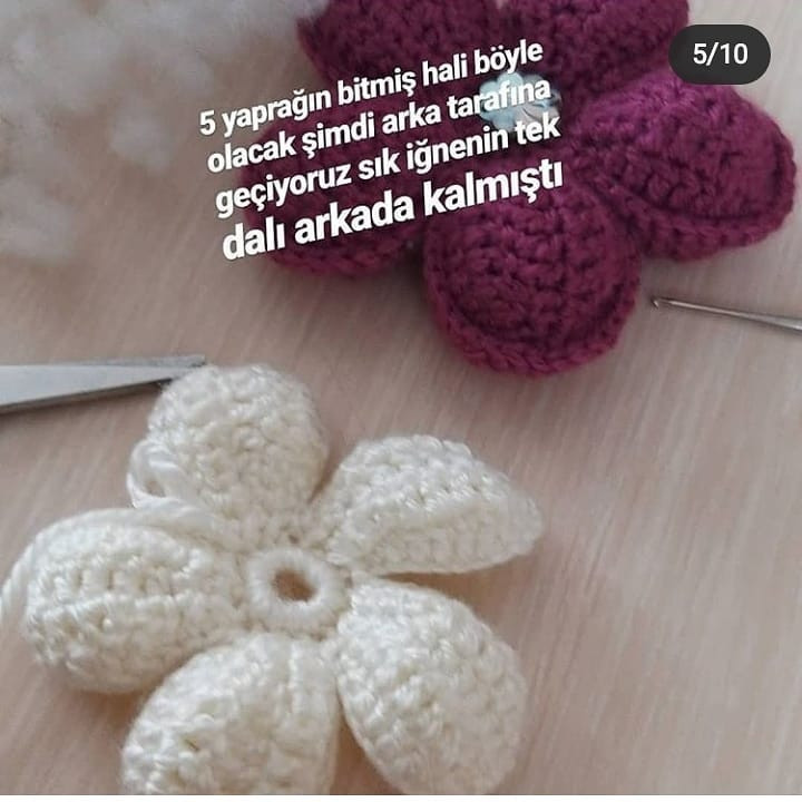 8 Zincir ile Başlayan Çiçek Motifi Yapımı