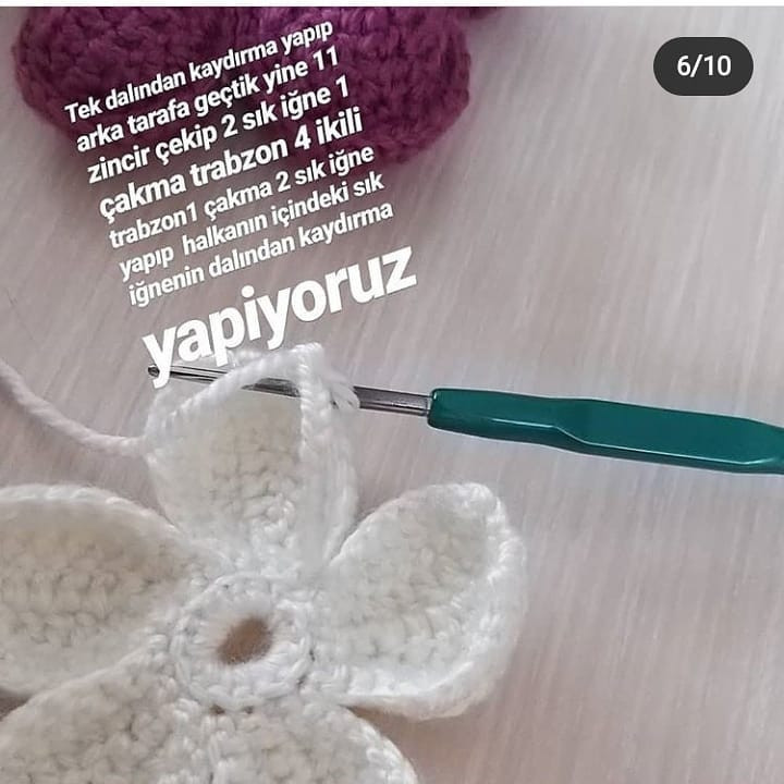 8 Zincir ile Başlayan Çiçek Motifi Yapımı