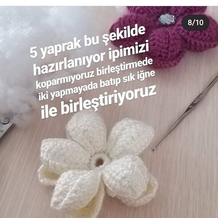 8 Zincir ile Başlayan Çiçek Motifi Yapımı