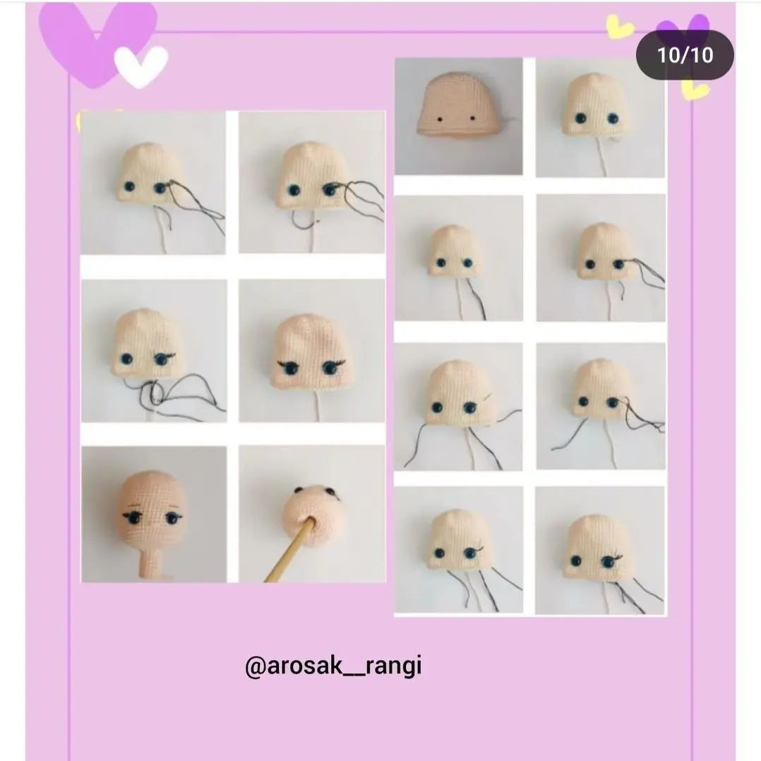 آموزش عروسک بافتنی با لباس صورتی و tóc vàng