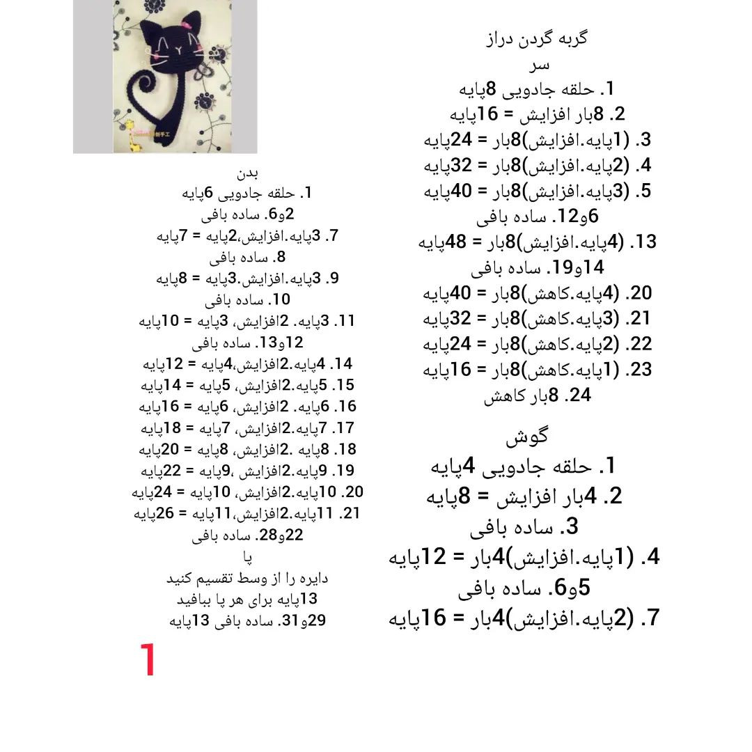 آموزش بافت عروسک گربه سیاه با móc len