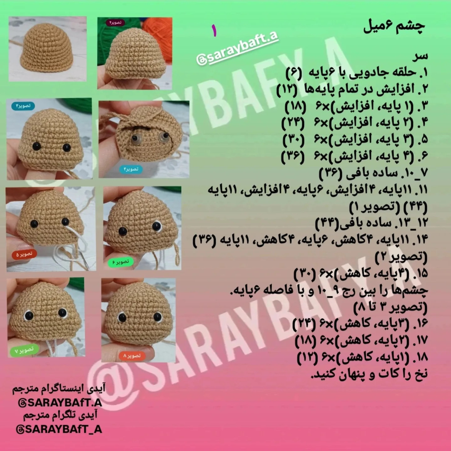 آموزش بافت عروسک خرسی کوچک با کلاه سبز