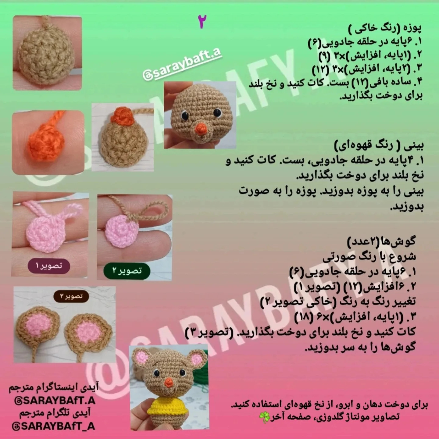 آموزش بافت عروسک خرسی کوچک با کلاه سبز