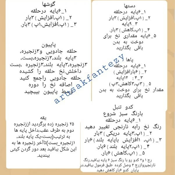 آموزش بافت عروسک قلاب بافی کیتی با کدو