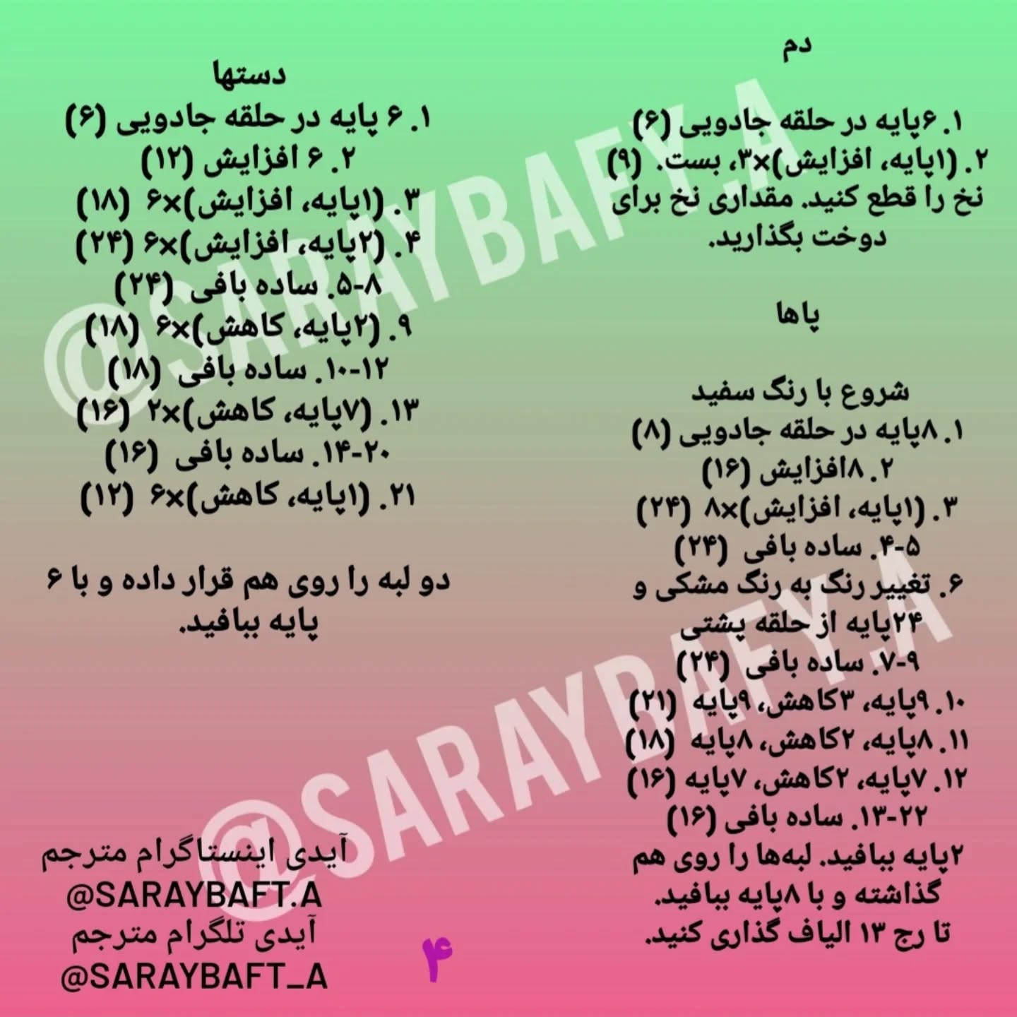 آموزش بافت عروسک پاندا با نخ قلاب‌بافی