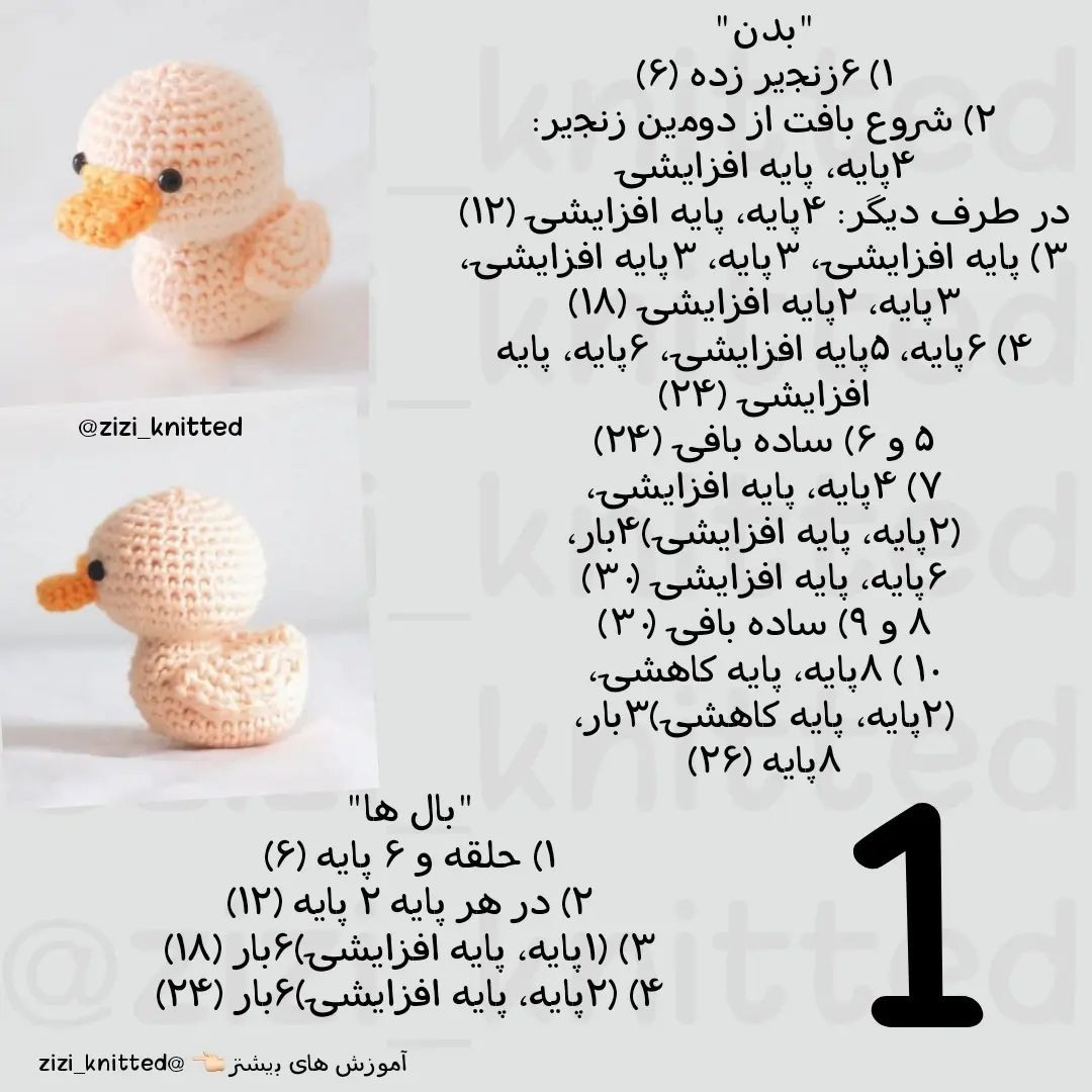 آموزش بافت اردک کوچک با قلاب