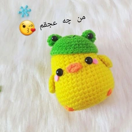 آموزش قلاب بافی عروسک جوجه با کلاه قورباغه و خرگوش