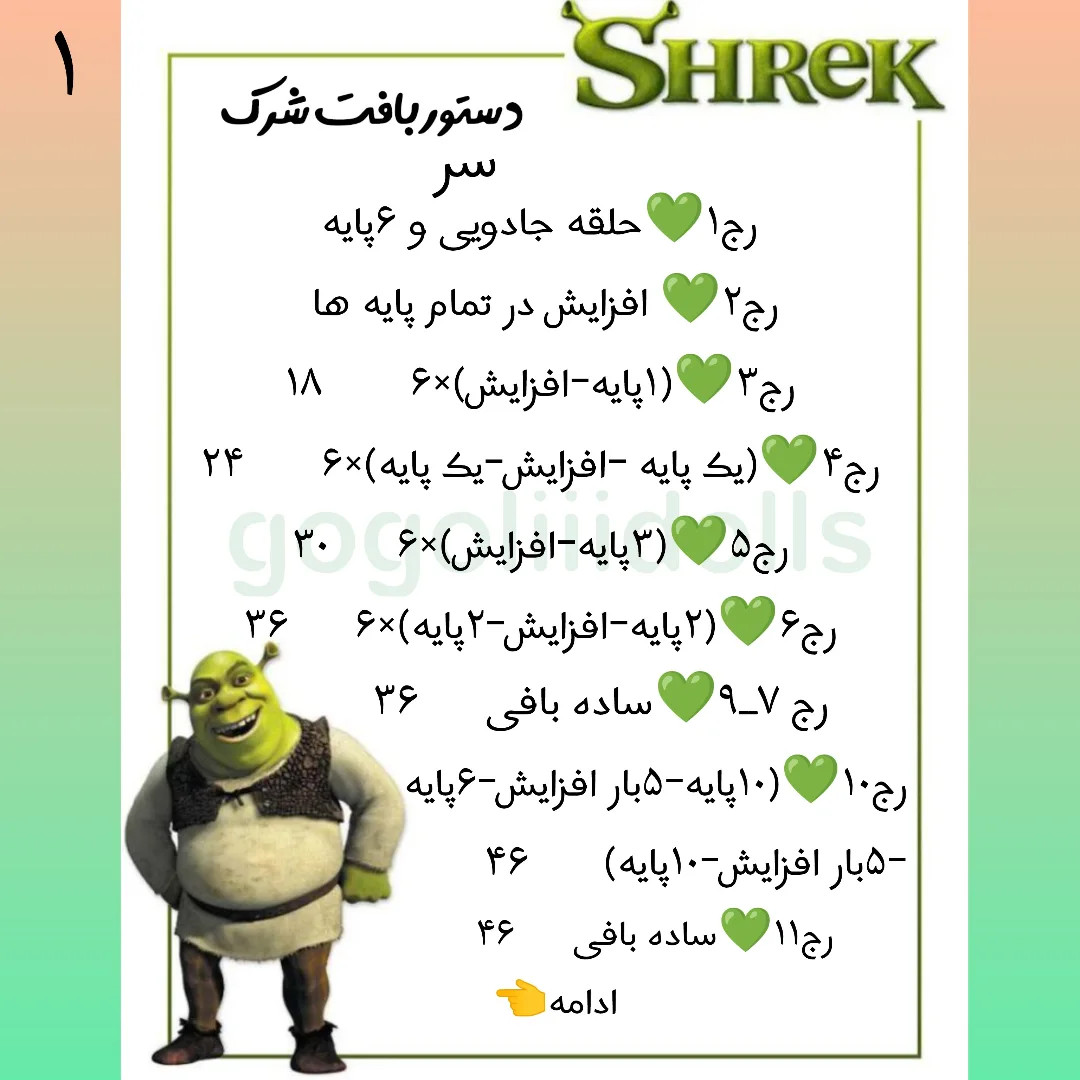 آموزش رایگان بافت عروسک شِرِک با len