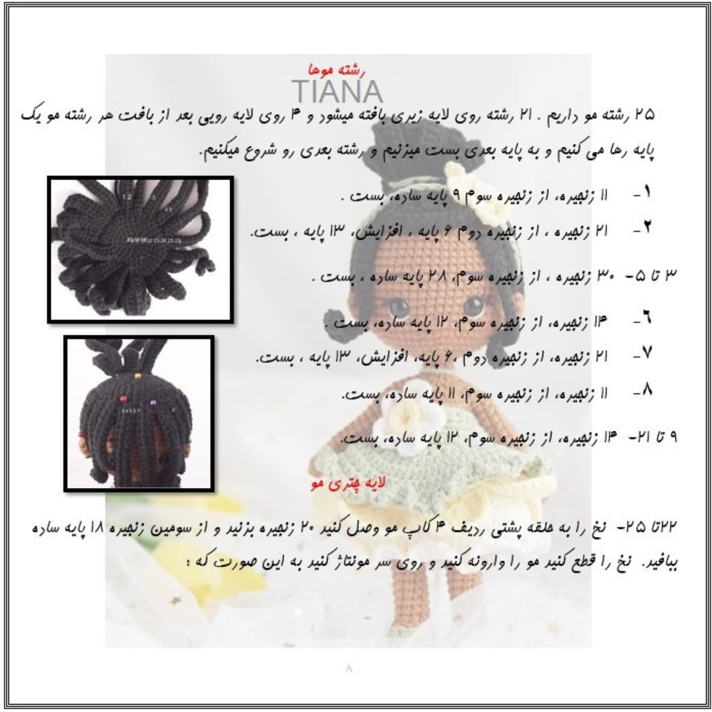 آموزش رایگان بافت عروسک تیانا