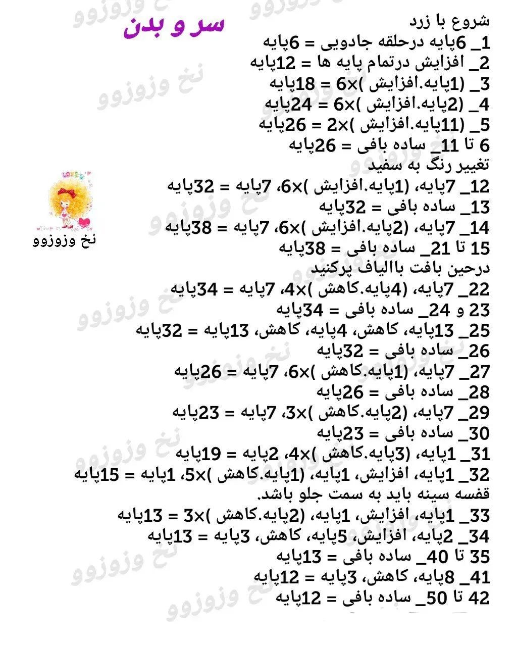 عروس هلندی قلاب بافی: الگوی پرنده زیبا