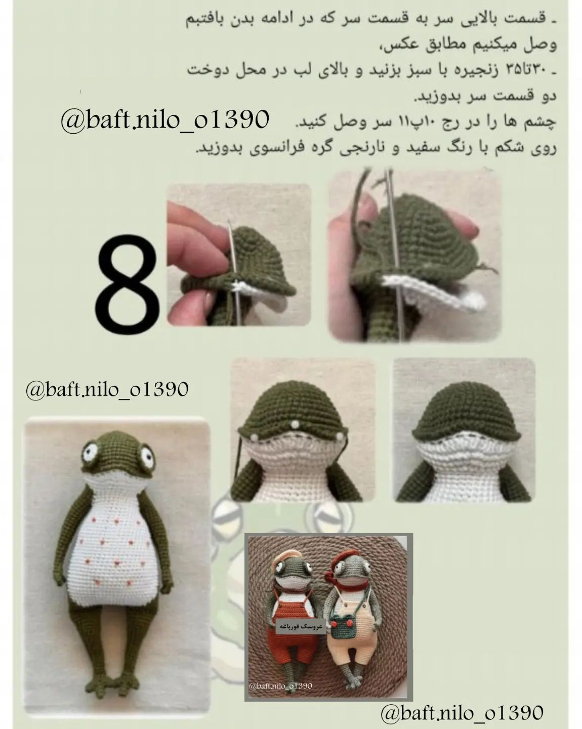 عروسک قورباغه با لباس رنگارنگ