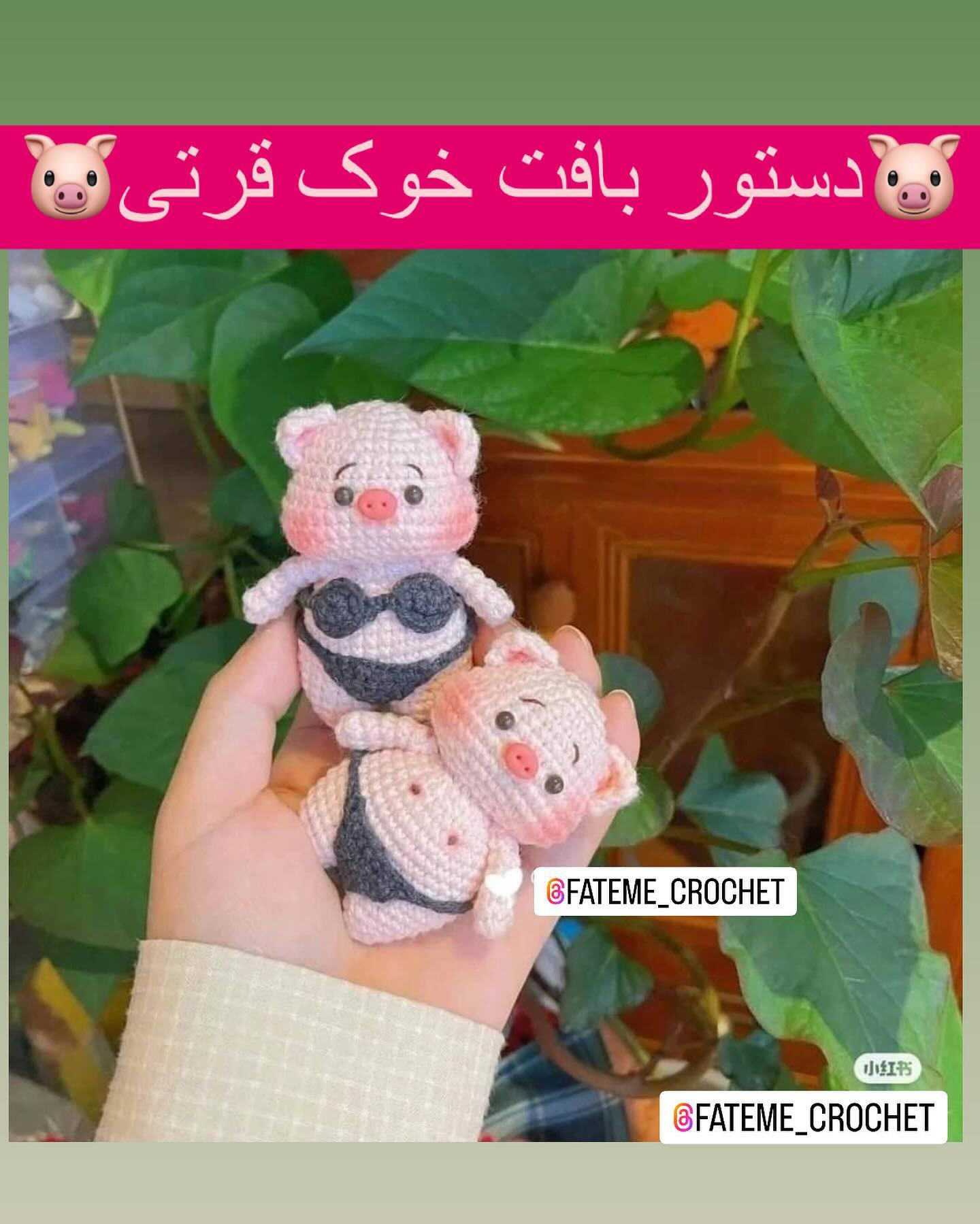 عروسک‌های قلاب‌بافی خوک در لباس شنا