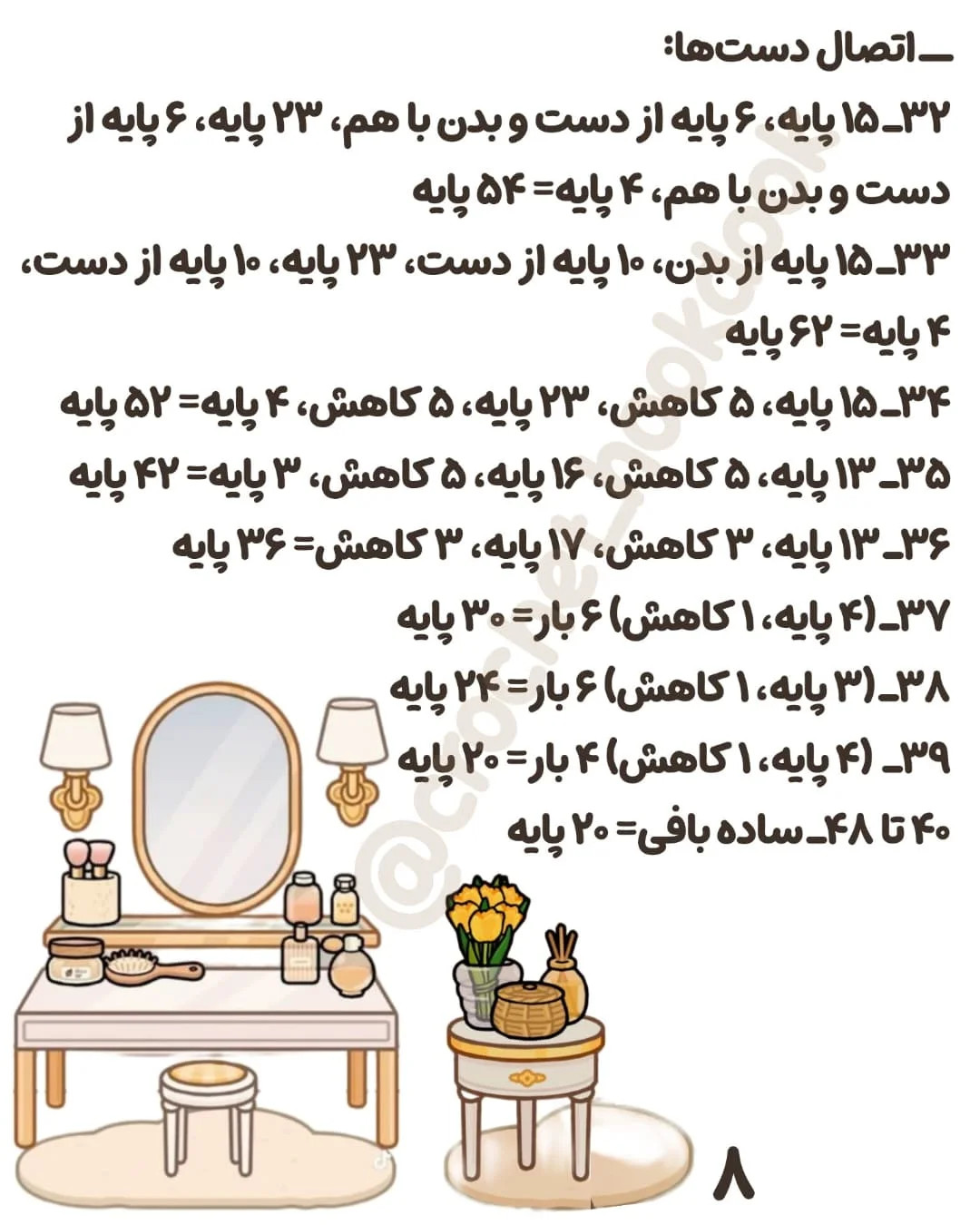 الگوی بافت عروسک با کالسکه و لوازم جانبی