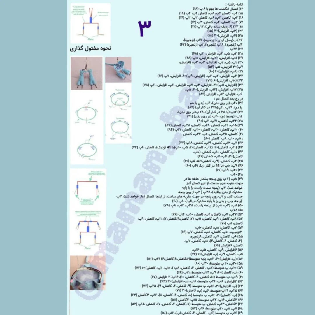 الگوی بافت عروسک هیولای آبی با دمپایی خرگوش