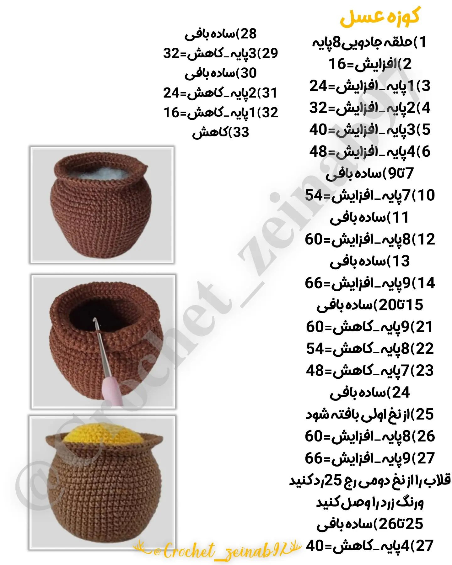 الگوی بافت عروسک جادوگر و دیگ عسل
