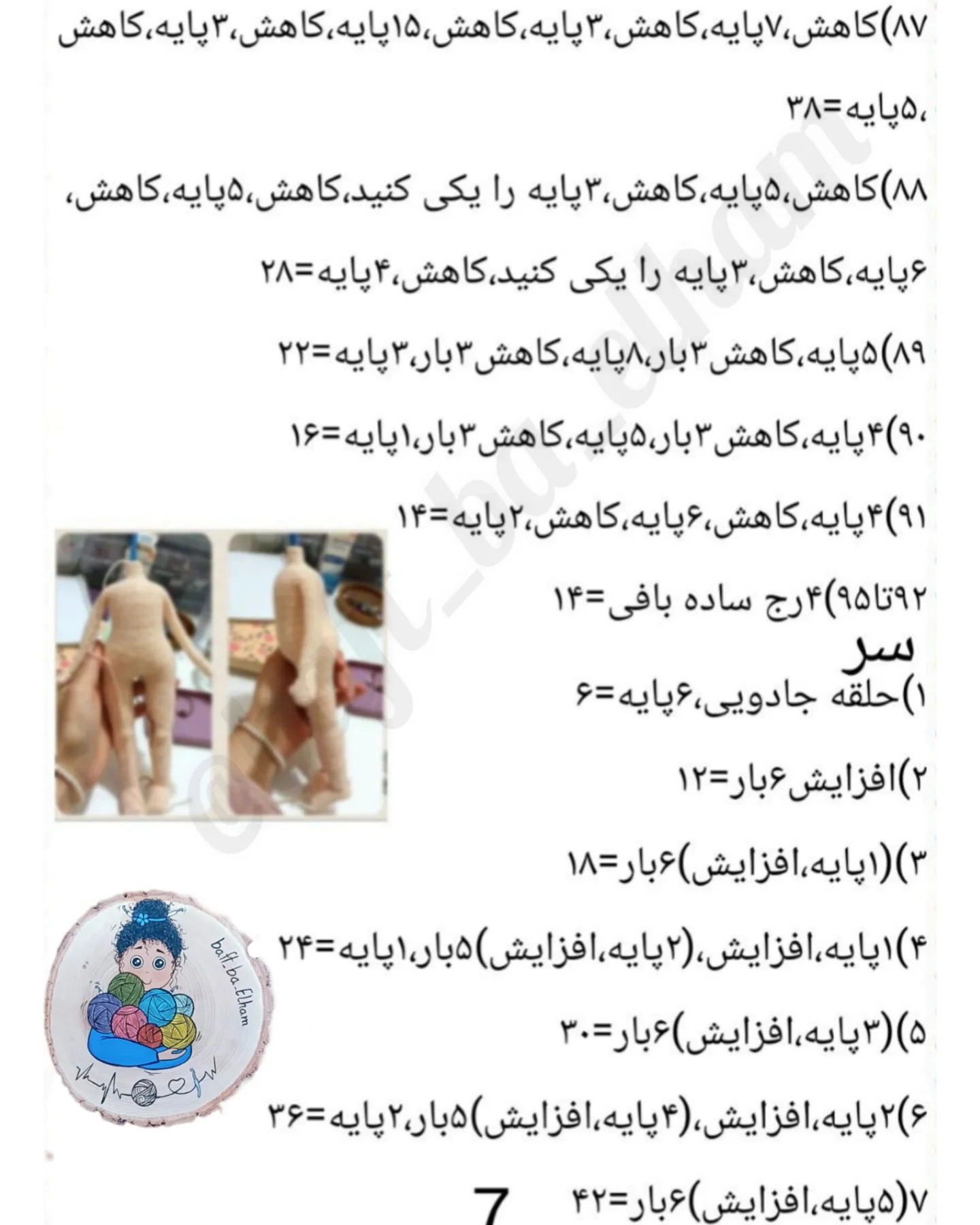 الگوی بافتنی عروسک دختر با کلاه سبز