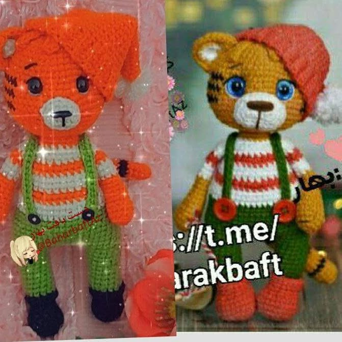 الگوی بافتنی ببر با کلاه سانتا