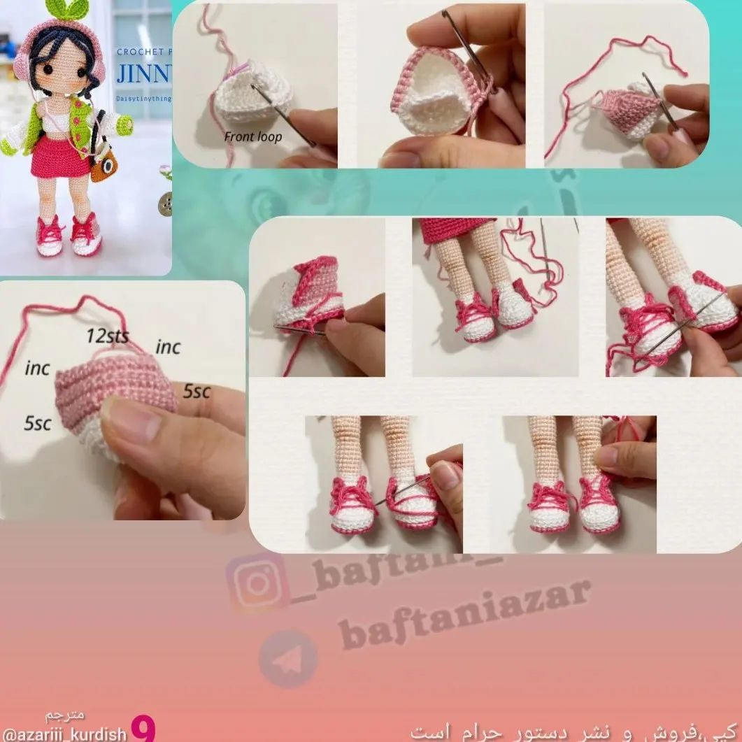 الگوی قلاب بافی عروسک دخترانه با هدفون