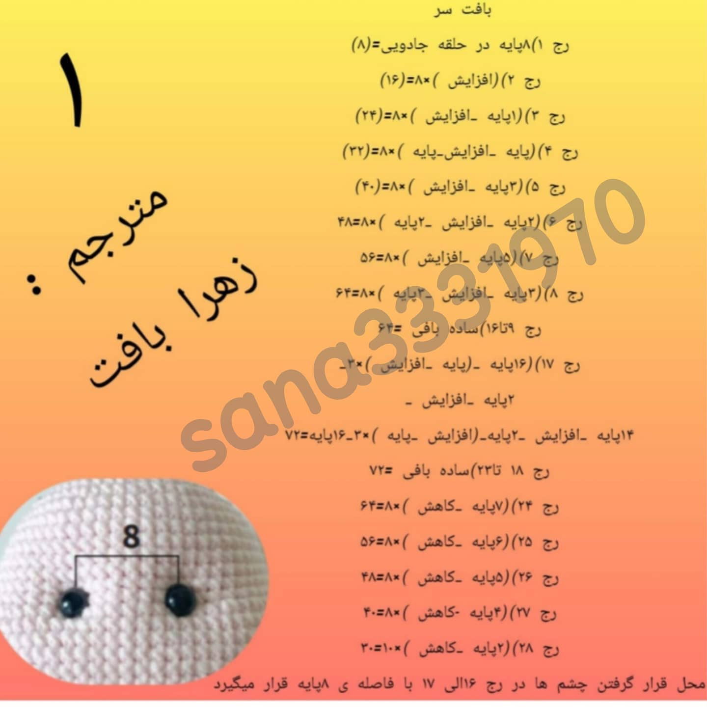 الگوی قلاب بافی عروسک خوکچه کوچک دوست داشتنی