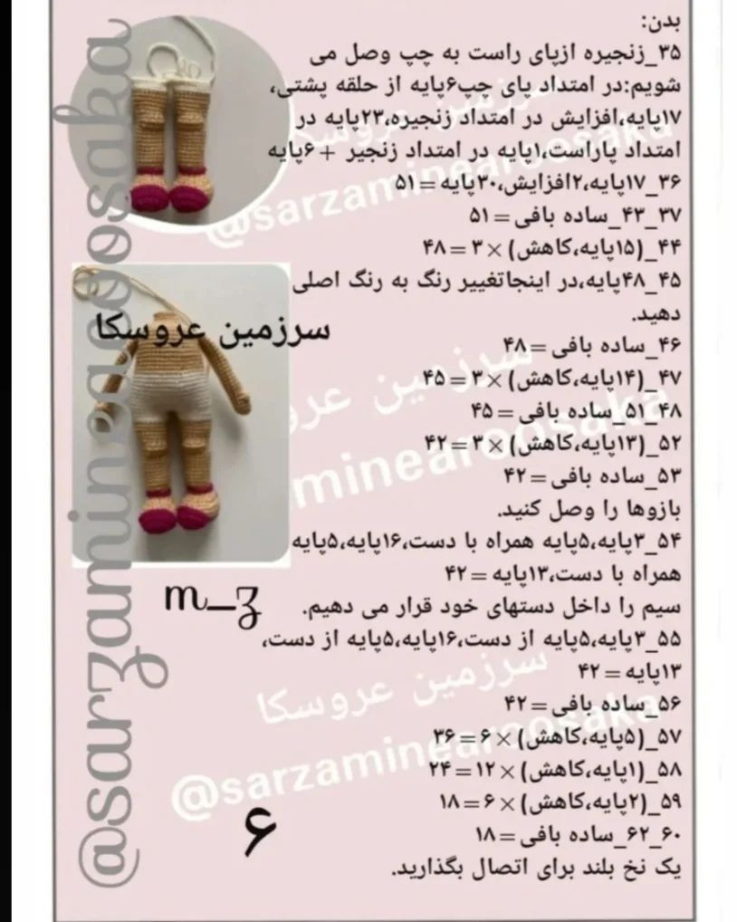 الگوی قلاب‌بافی عروسک با عینک و لباس گل‌دار