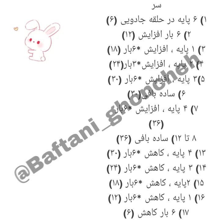 الگوی قلاب‌بافی عروسک خرگوش کوچک و زیبا