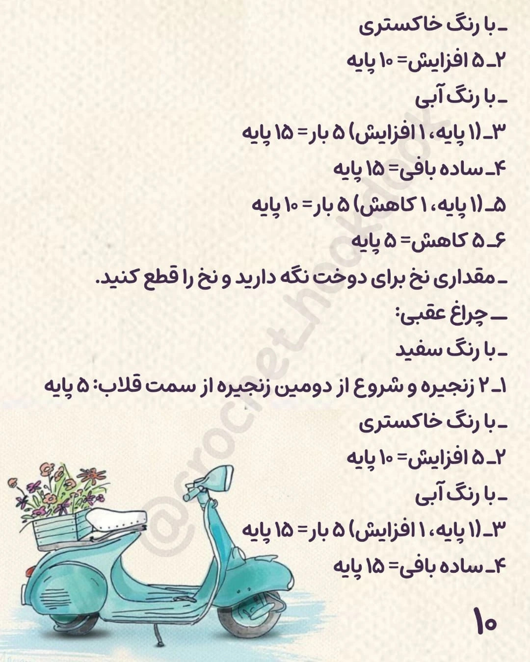 الگوی قلاب‌بافی اسکوتر زیبا و شیک برای دکوراسیون خانه