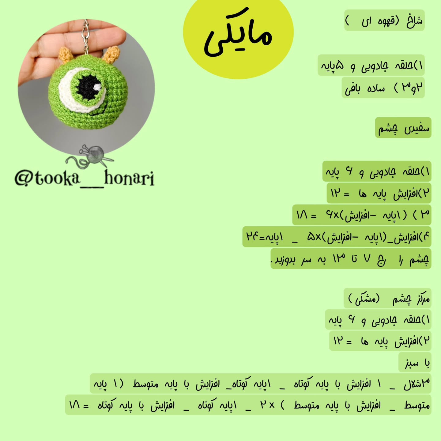 الگوی قلاب‌بافی برای جا کلیدی شخصیت کارتونی