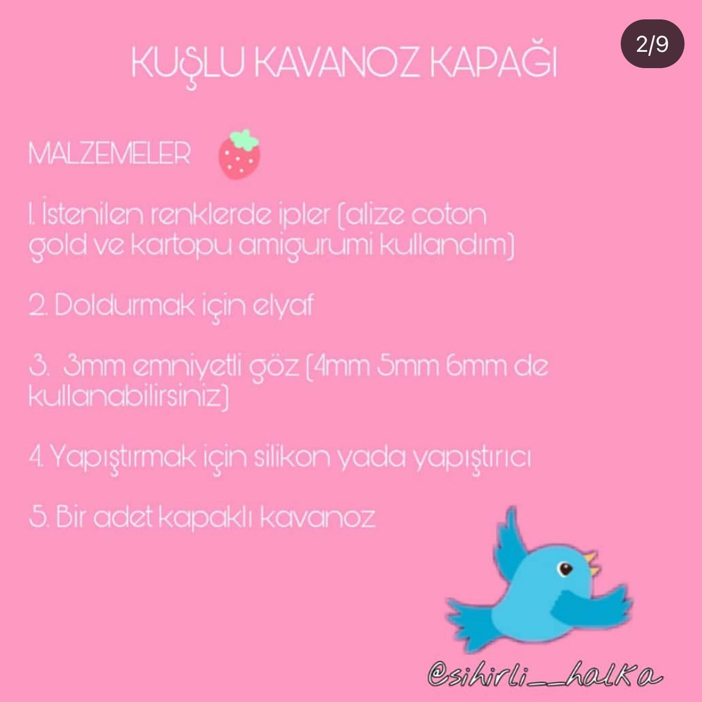 "Amigurumi Kuş ve Çilekli Kavanoz Kapağı Örgü Deseni"
