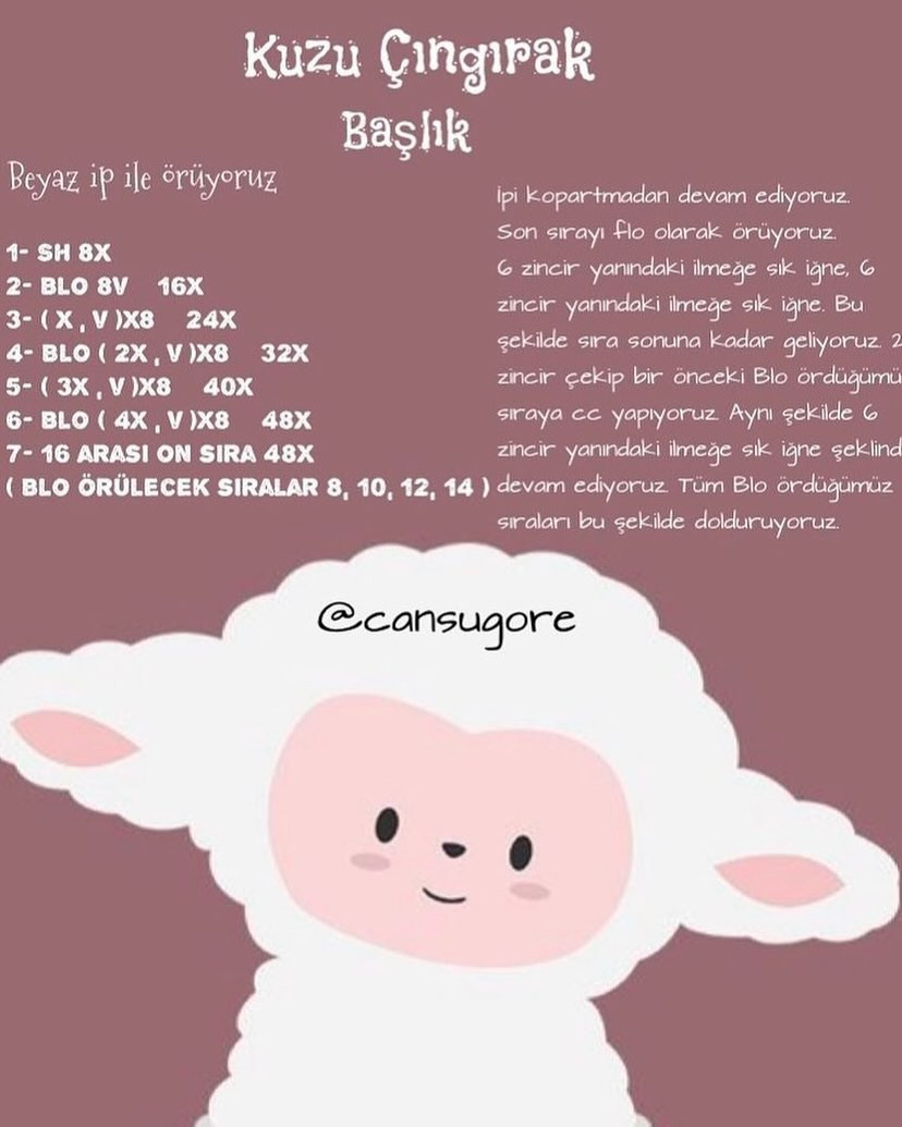 Amigurumi Kuzu Desenli Diş Kaşıyıcı Yapımı İçin Ücretsiz Tarif