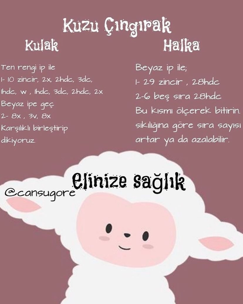 Amigurumi Kuzu Desenli Diş Kaşıyıcı Yapımı İçin Ücretsiz Tarif