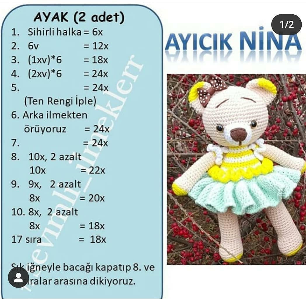 Ayıcık Nina ve Sevimli Elbiseleri: Tığ İşi Oyuncak Tarifi