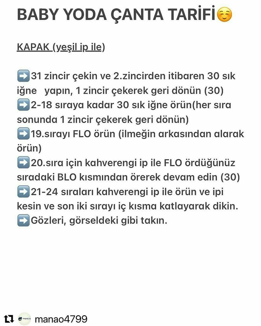 Baby Yoda Çanta: Ücretsiz ve Kolay Örgü Modeli