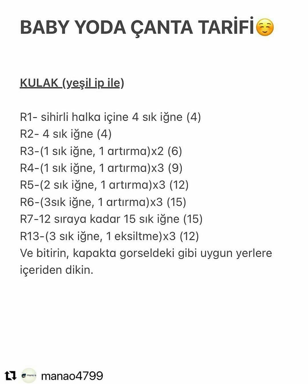 Baby Yoda Çanta: Ücretsiz ve Kolay Örgü Modeli
